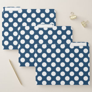 Navy Blue Polka Dots, Polka Dot Pattern, Dots File Folder