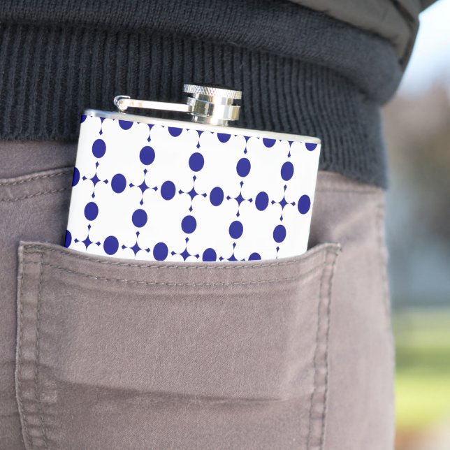 Navy Blue Polka Dots, Polka Dot Pattern, Dots Flask (In Situ)