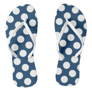 Navy Blue Polka Dots, Polka Dot Pattern, Dots Flip Flops