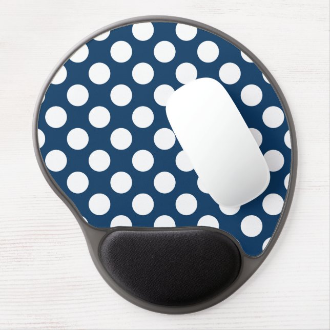 Navy Blue Polka Dots, Polka Dot Pattern, Dots Gel Mouse Pad (Left Side)