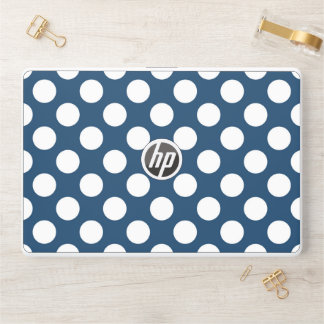 Navy Blue Polka Dots, Polka Dot Pattern, Dots HP Laptop Skin