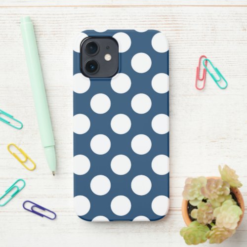 Navy Blue Polka Dots Polka Dot Pattern Dots iPhone 12 Case