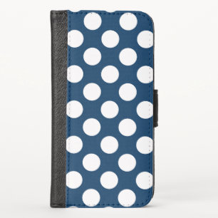 Navy Blue Polka Dots, Polka Dot Pattern, Dots iPhone X Wallet Case