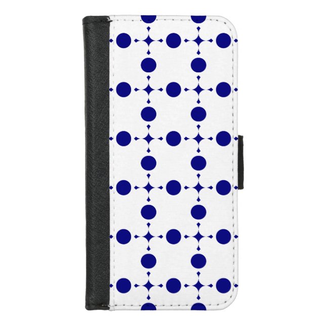 Navy Blue Polka Dots, Polka Dot Pattern, Dots iPhone Wallet Case (Front)