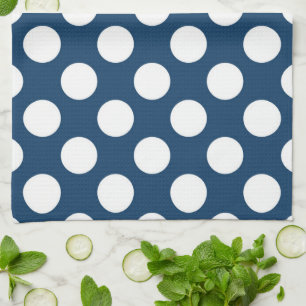 Navy Blue Polka Dots, Polka Dot Pattern, Dots Kitchen Towel