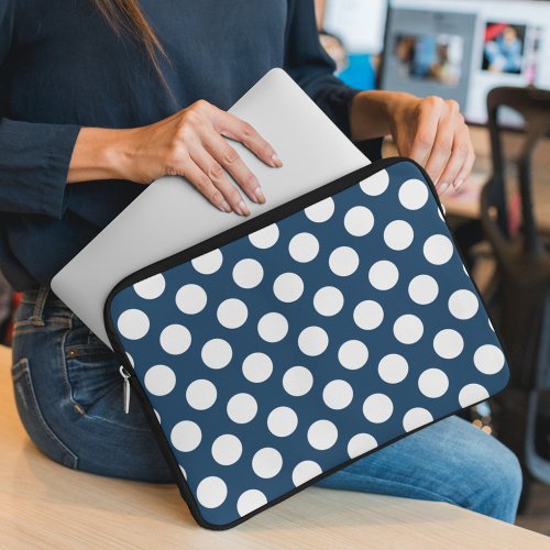 Navy Blue Polka Dots Polka Dot Pattern Dots Laptop Sleeve