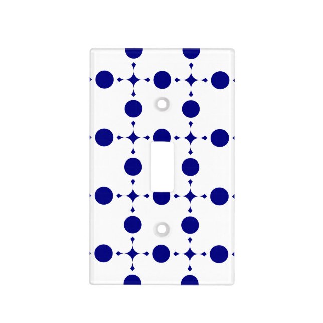 Navy Blue Polka Dots, Polka Dot Pattern, Dots Light Switch Cover (Front)