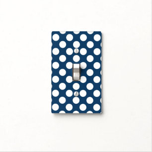 Navy Blue Polka Dots, Polka Dot Pattern, Dots Light Switch Cover