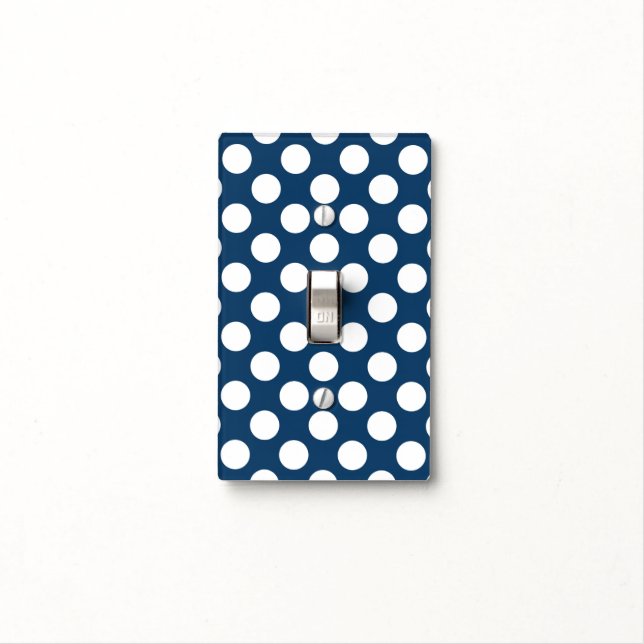 Navy Blue Polka Dots, Polka Dot Pattern, Dots Light Switch Cover (In Situ)