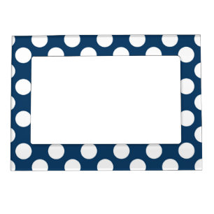 Navy Blue Polka Dots, Polka Dot Pattern, Dots Magnetic Frame