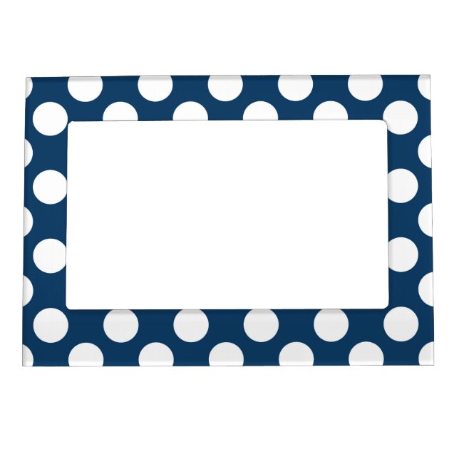 Navy Blue Polka Dots, Polka Dot Pattern, Dots Magnetic Frame (Front)
