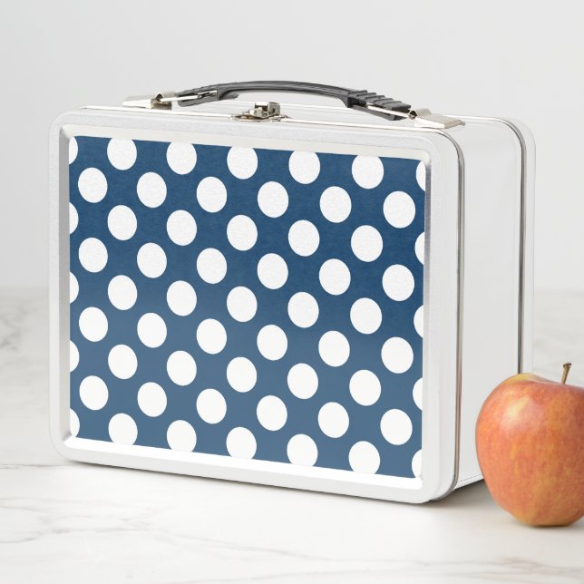 Navy Blue Polka Dots, Polka Dot Pattern, Dots Metal Lunch Box (In Situ)