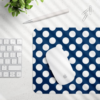 Navy Blue Polka Dots, Polka Dot Pattern, Dots Mouse Pad