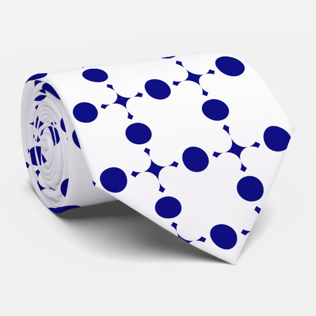 Navy Blue Polka Dots, Polka Dot Pattern, Dots Neck Tie (Rolled)