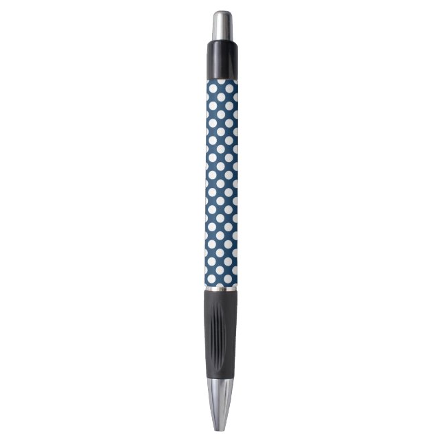 Navy Blue Polka Dots, Polka Dot Pattern, Dots Pen (Front Vertical)