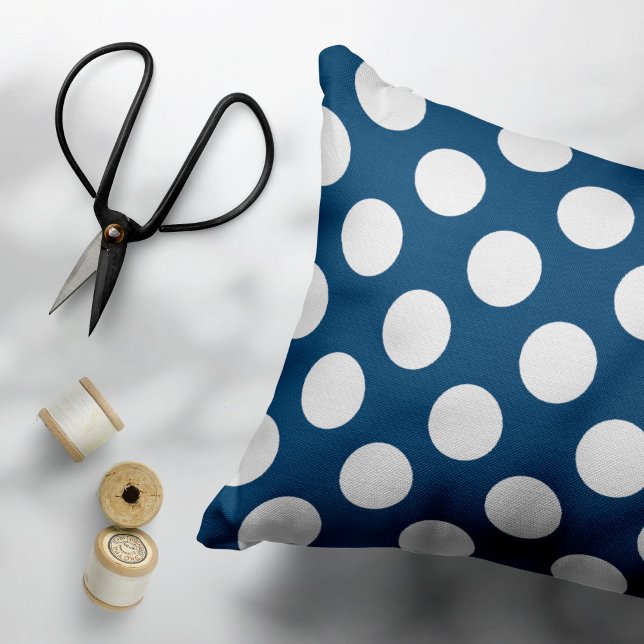 Navy Blue Polka Dots, Polka Dot Pattern, Dots Pillow Case (Creator Uploaded)