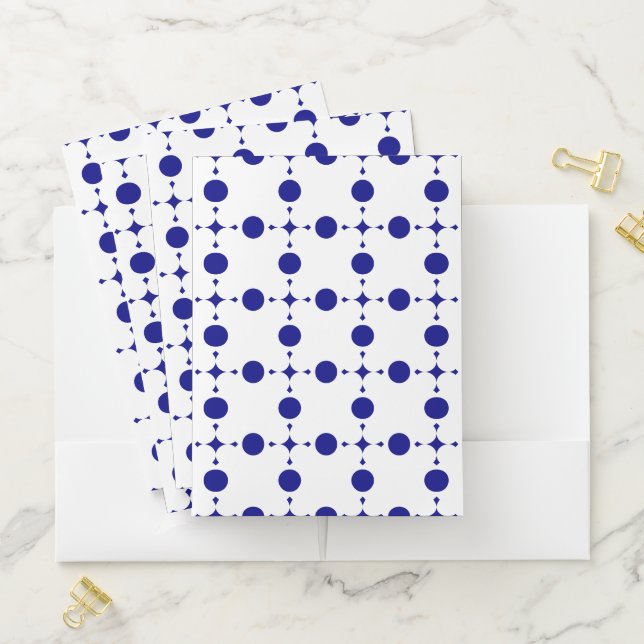 Navy Blue Polka Dots, Polka Dot Pattern, Dots Pocket Folder (In Situ)