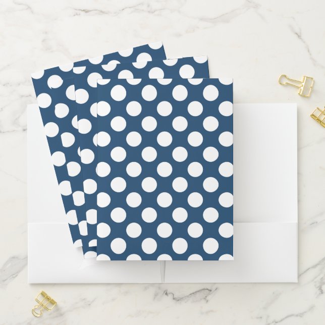Navy Blue Polka Dots, Polka Dot Pattern, Dots Pocket Folder (In Situ)