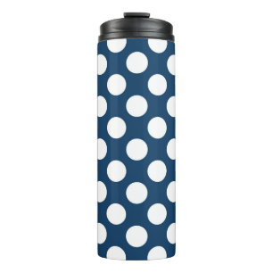 Navy Blue Polka Dots, Polka Dot Pattern, Dots Thermal Tumbler