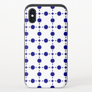Navy Blue Polka Dots, Polka Dot Pattern, Dots iPhone XS Slider Case