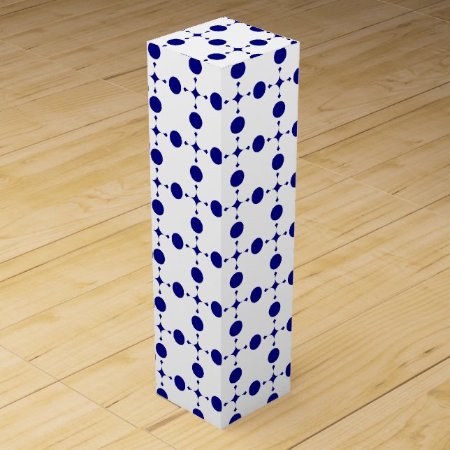 Navy Blue Polka Dots, Polka Dot Pattern, Dots Wine Box (Front)
