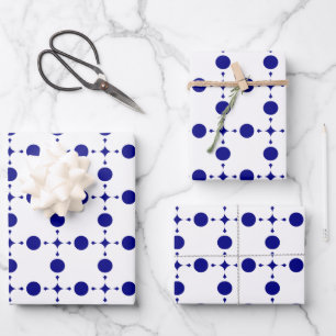 Navy Blue Polka Dots, Polka Dot Pattern, Dots Wrapping Paper Sheets