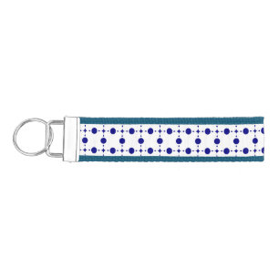 Navy Blue Polka Dots, Polka Dot Pattern, Dots Wrist Keychain