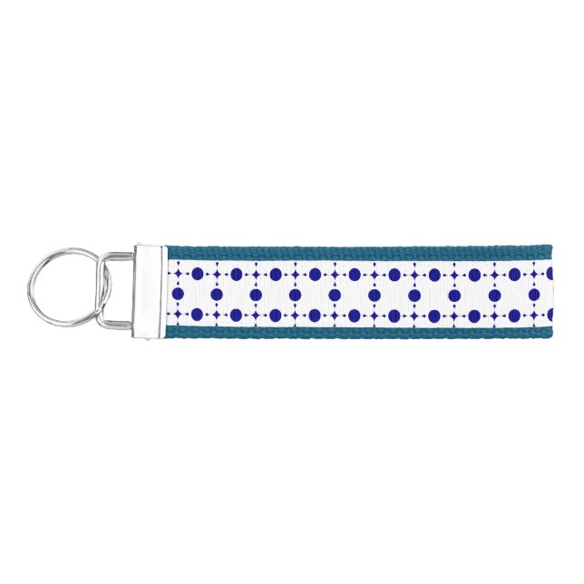 Navy Blue Polka Dots, Polka Dot Pattern, Dots Wrist Keychain (Keys on Left)