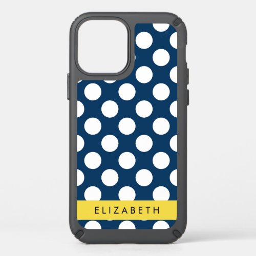 Navy Blue Polka Dots Polka Dot Pattern Your Name Speck iPhone 12 Case