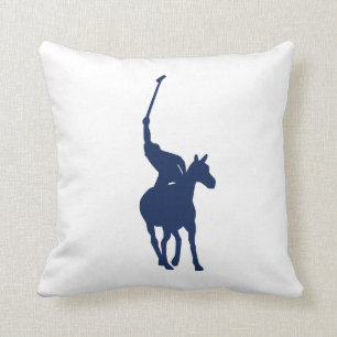 Navy Blue Polo Player Pillow