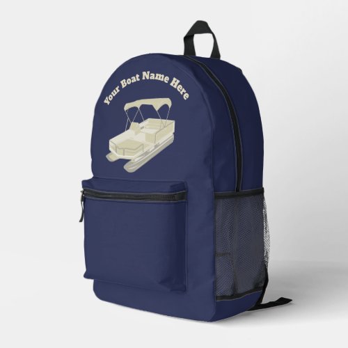 Navy Blue Pontoon Boat with Name Printed Backpack