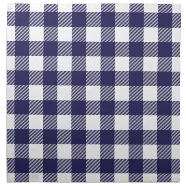 Navy Blue Preppy Buffalo Check Plaid Napkin (Front)