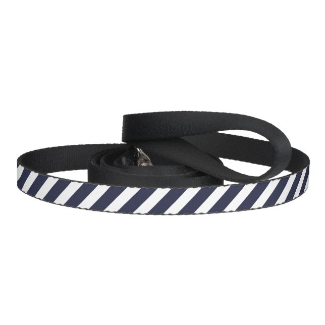 Navy Blue Preppy Stripes Pet Leash (Handle)