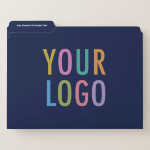 Navy Blue Presentation File Folders Business Logo