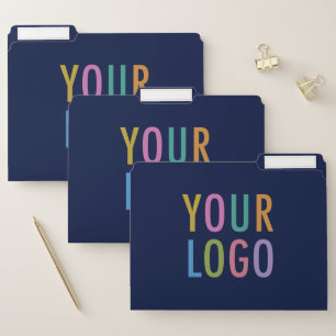 Navy Blue Presentation File Folders Business Logo