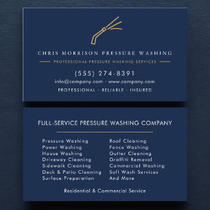 Navy Blue Pressure Washing Power Wash Company Business Card