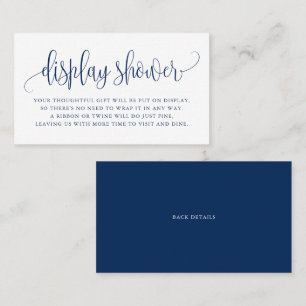 Navy Blue Pretty Script Display Shower Business Card