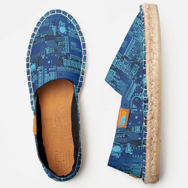  Navy & Blue Printed Circuit Cool Geeky PCB Modern Espadrilles (Side)