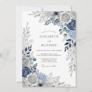 Navy Blue Pristine Winter Wedding Invitation