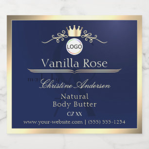 Navy Blue Product Label Gold Frame Logo Monogram