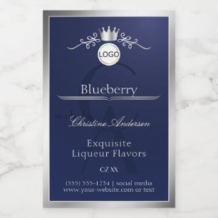 Navy Blue Product Label Silver Frame Logo Monogram