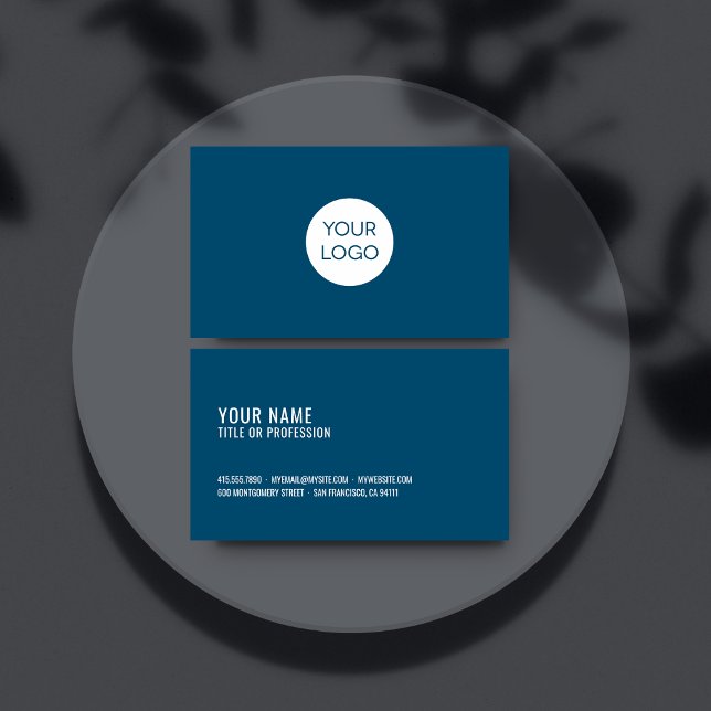 Navy Blue Professional Business Cards With Logo (Creator Uploaded)