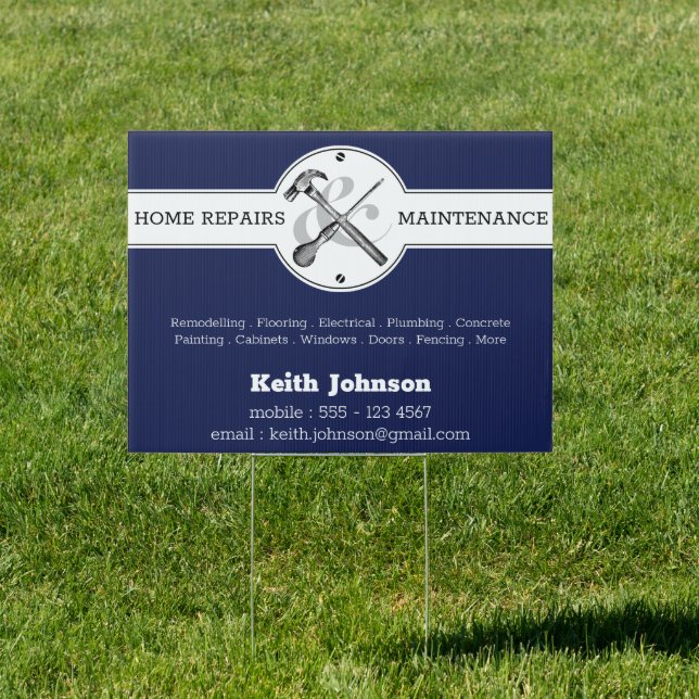 Navy Blue Professional Construction Handyman Sign (Insitu)
