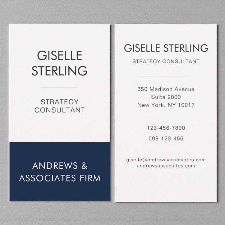 Navy Blue Professional Corporate Modern Elegant Business Card