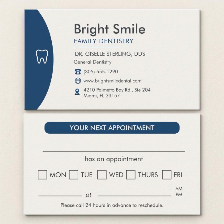 Navy Blue Professional Dental Appointment Card