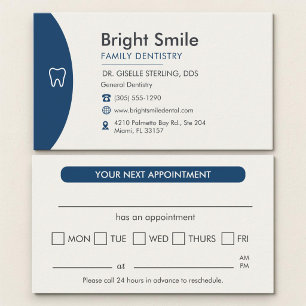 Navy Blue Professional Dental Appointment Card