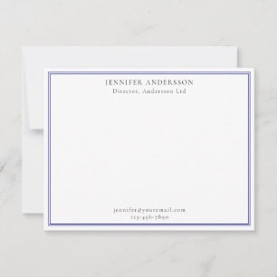Navy Blue Professional Minimalist Monogram Note Card