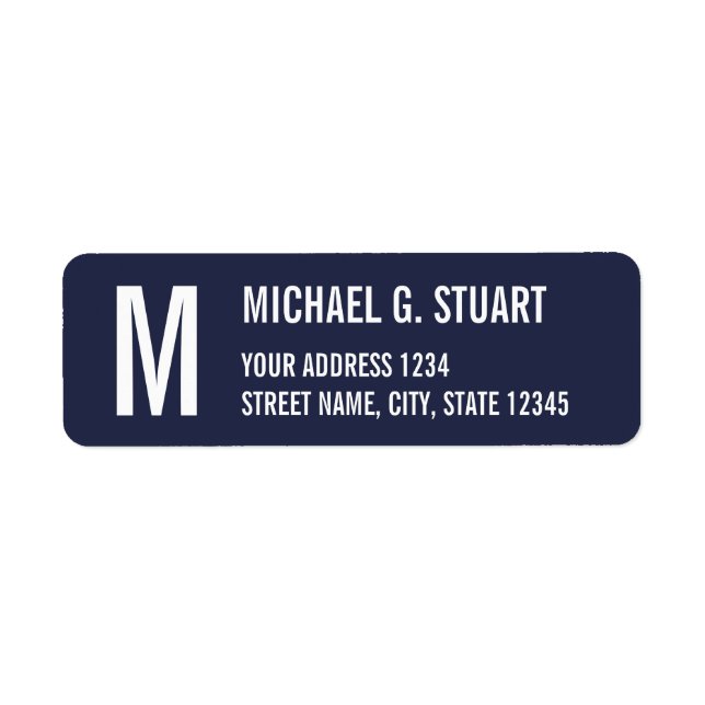 Navy Blue Professional Monogram Bold Text Label (Front)