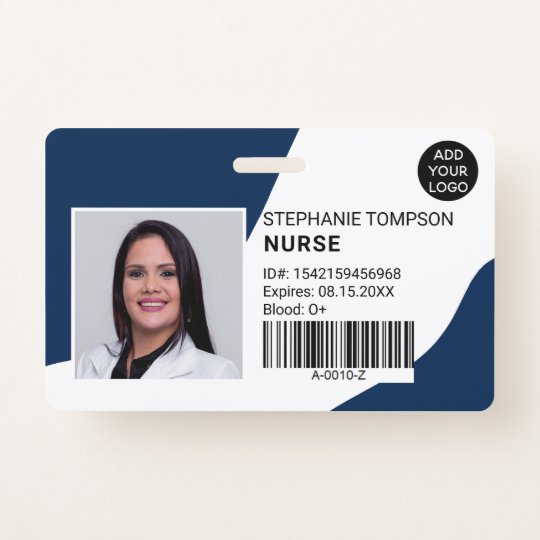 Navy blue professional nurse photo logo code badge | Zazzle.com