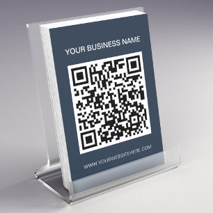 Navy Blue Promotional QR Code Marketing  Flyer